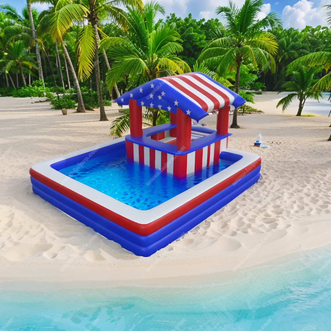 Floating Poker Table American Flag Inflatable Pool Game Table ...