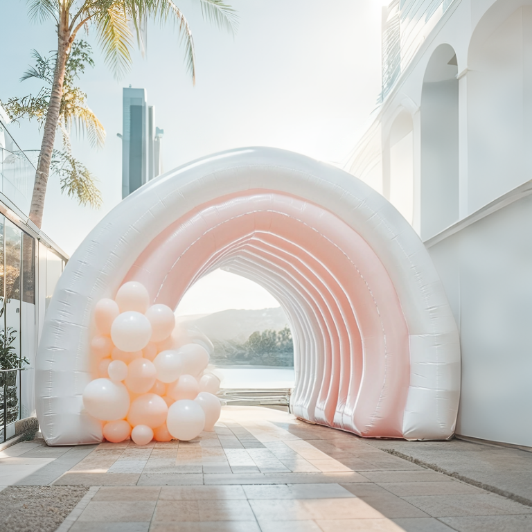 Pink White Inflatable Archway