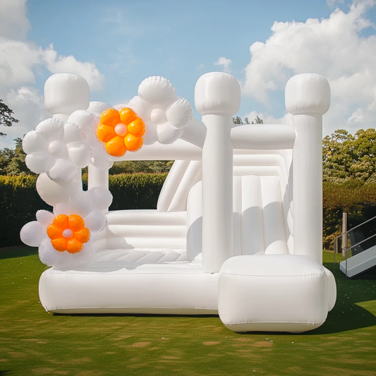 White Inflatable Bounce Castle with Slide