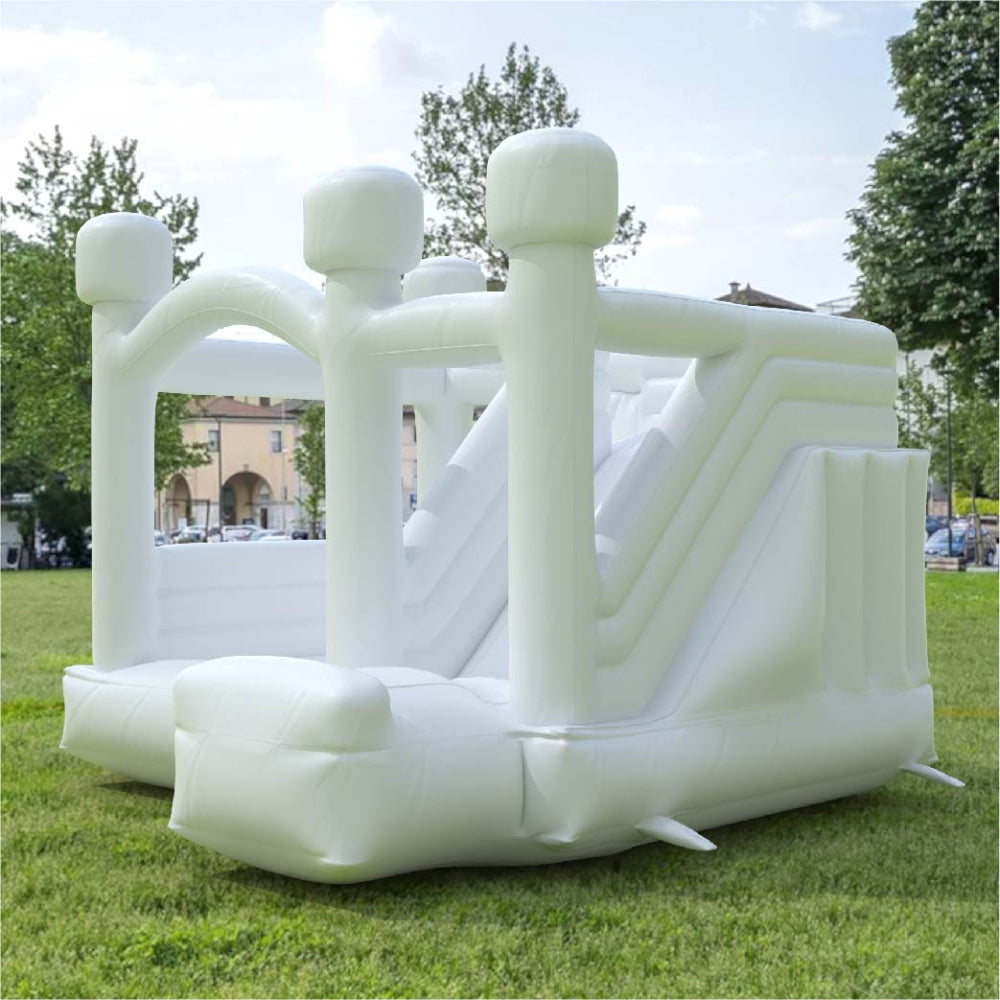 White Inflatable Bounce Castle with Slide