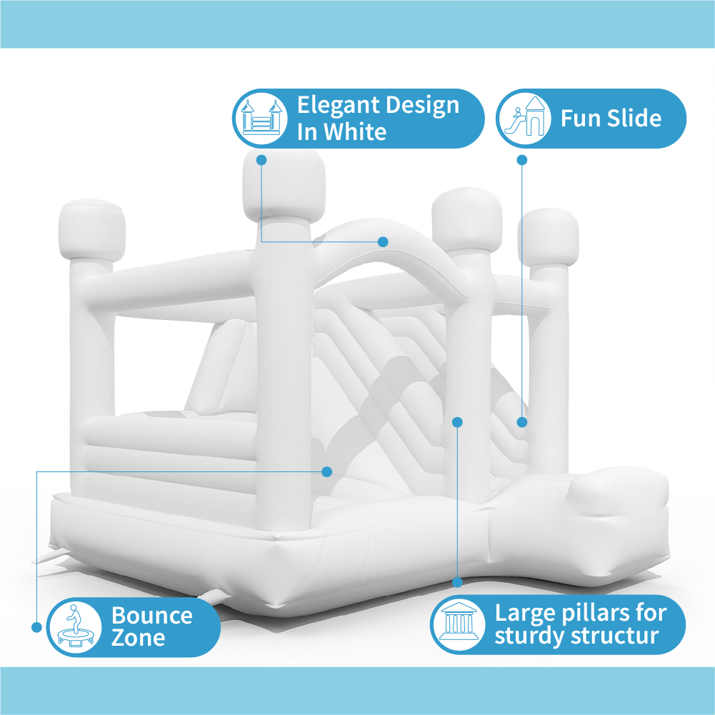 White Inflatable Bounce Castle with Slide