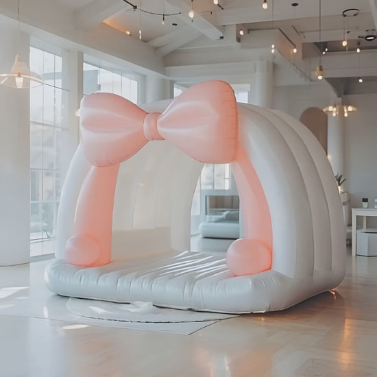 White Cloud Pink Bow Inflatable Bounce House – Perfect for Birthdays & Kids’ Parties | Safe & Fun for All Ages10