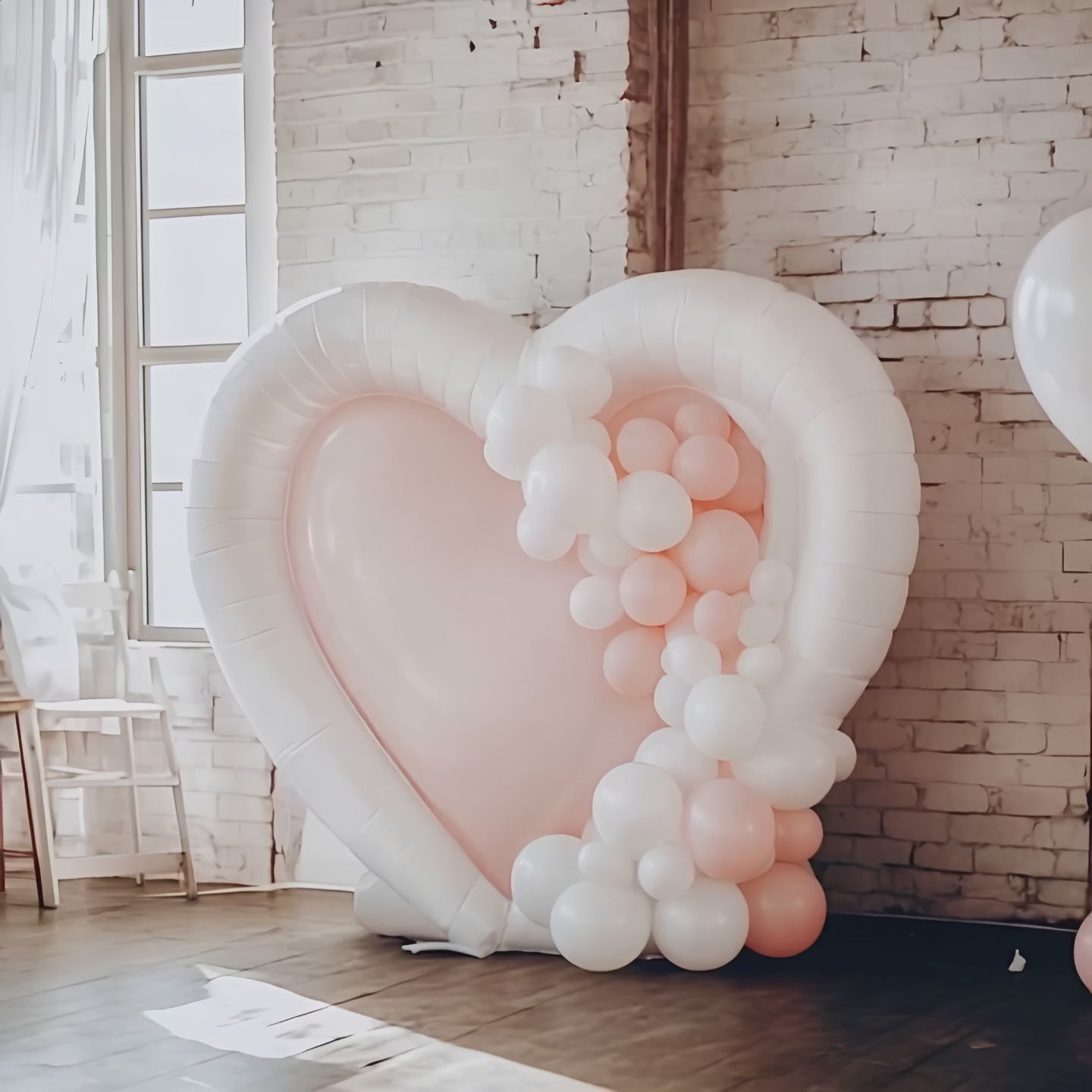 White pink Inflatable Love Pink and White Inflatable Heart Decoration – Romantic Atmosphere for Weddings, Proposals & Special Occasions10