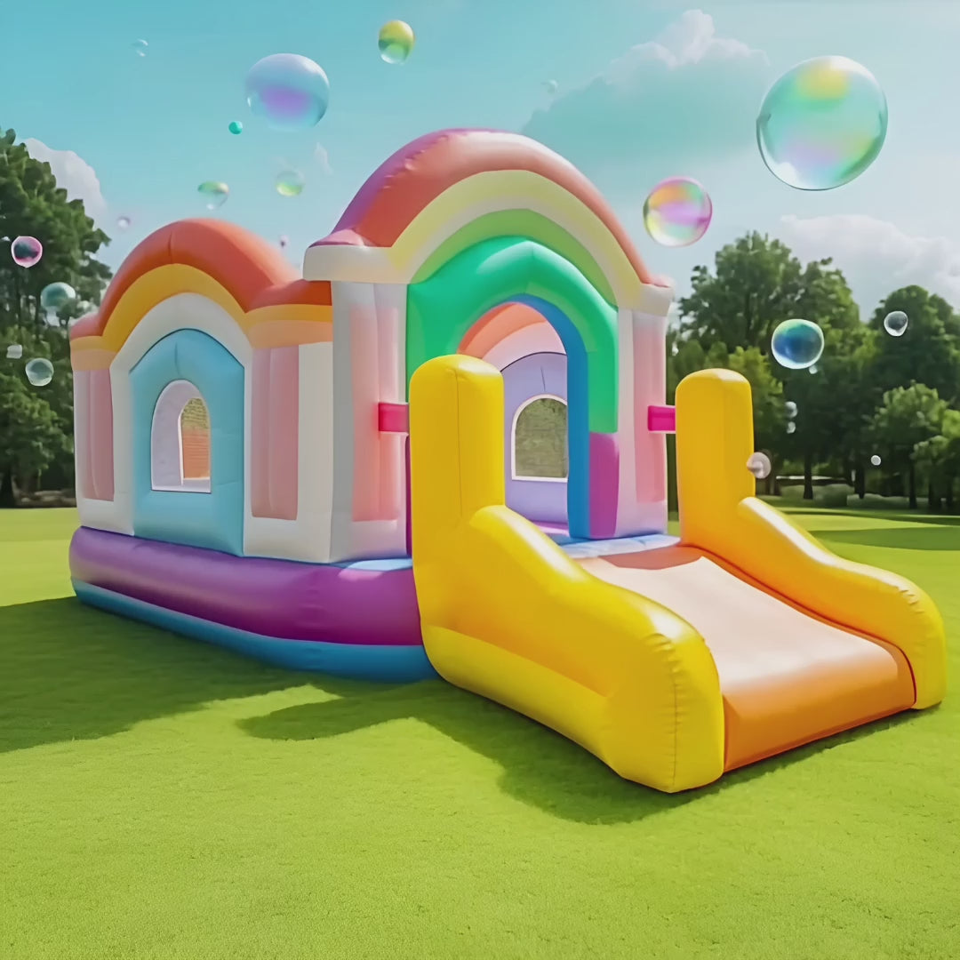 Colorful Inflatable Slide Bounce House – Fun Play Area for Kids | Perfect for Parties and Outdoor Fun10