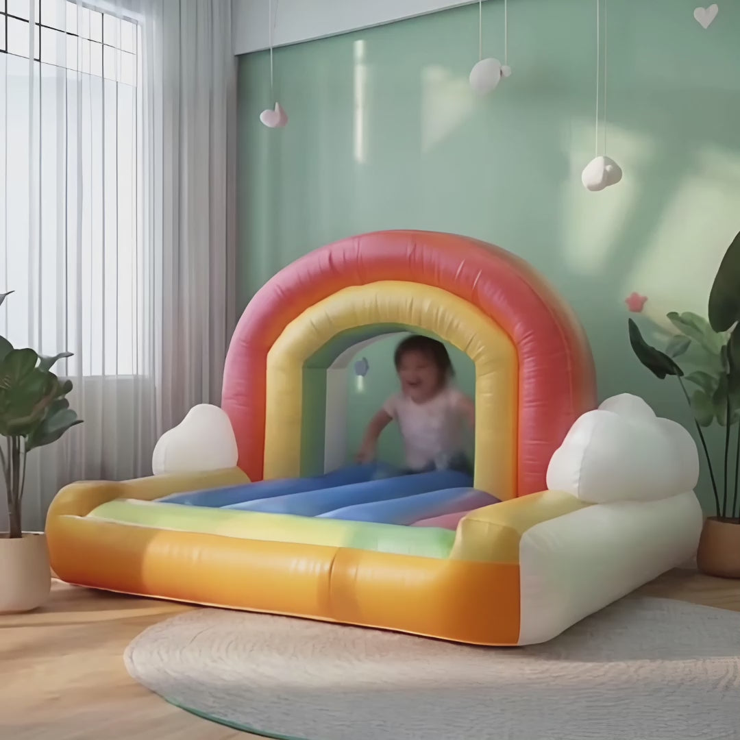 Rainbow Mini Bounce House - Fun and colorful play area for kids | Great for indoor play and small parties!10