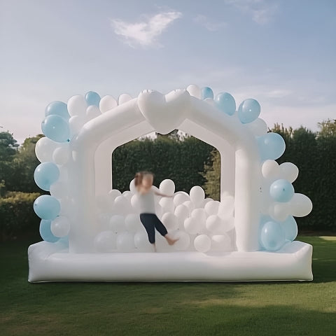 White Heart Shaped Inflatable Bounce House – Perfect for Weddings, Parties & Family Fun10